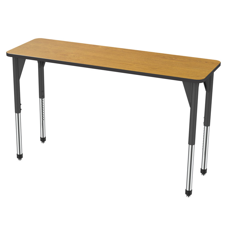 Table d'activité rectangulaire à hauteur réglable Premier Series, H 42 po L 72 po x l 24 po, Noir, Chêne solaire