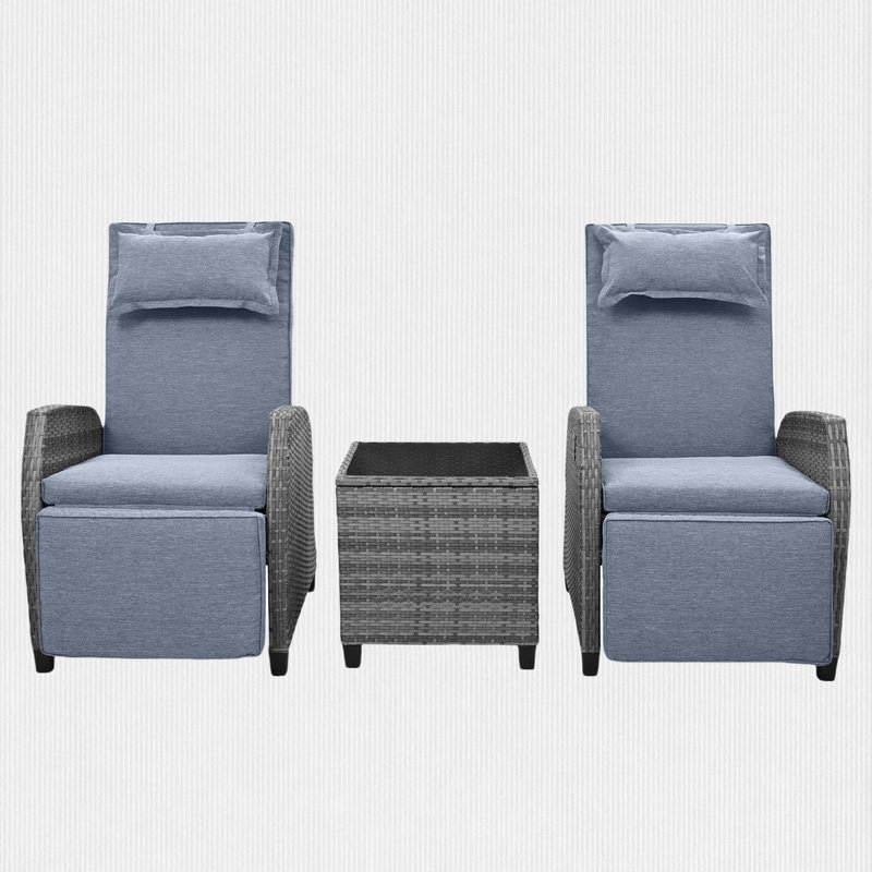 2 - Person Patio Conversation Sets with Cushions, Gray