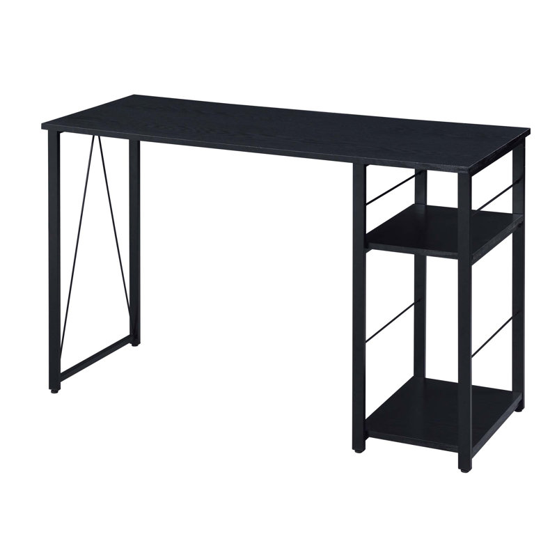 Bureau d'écriture rectangulaire noir à 2 tablettes