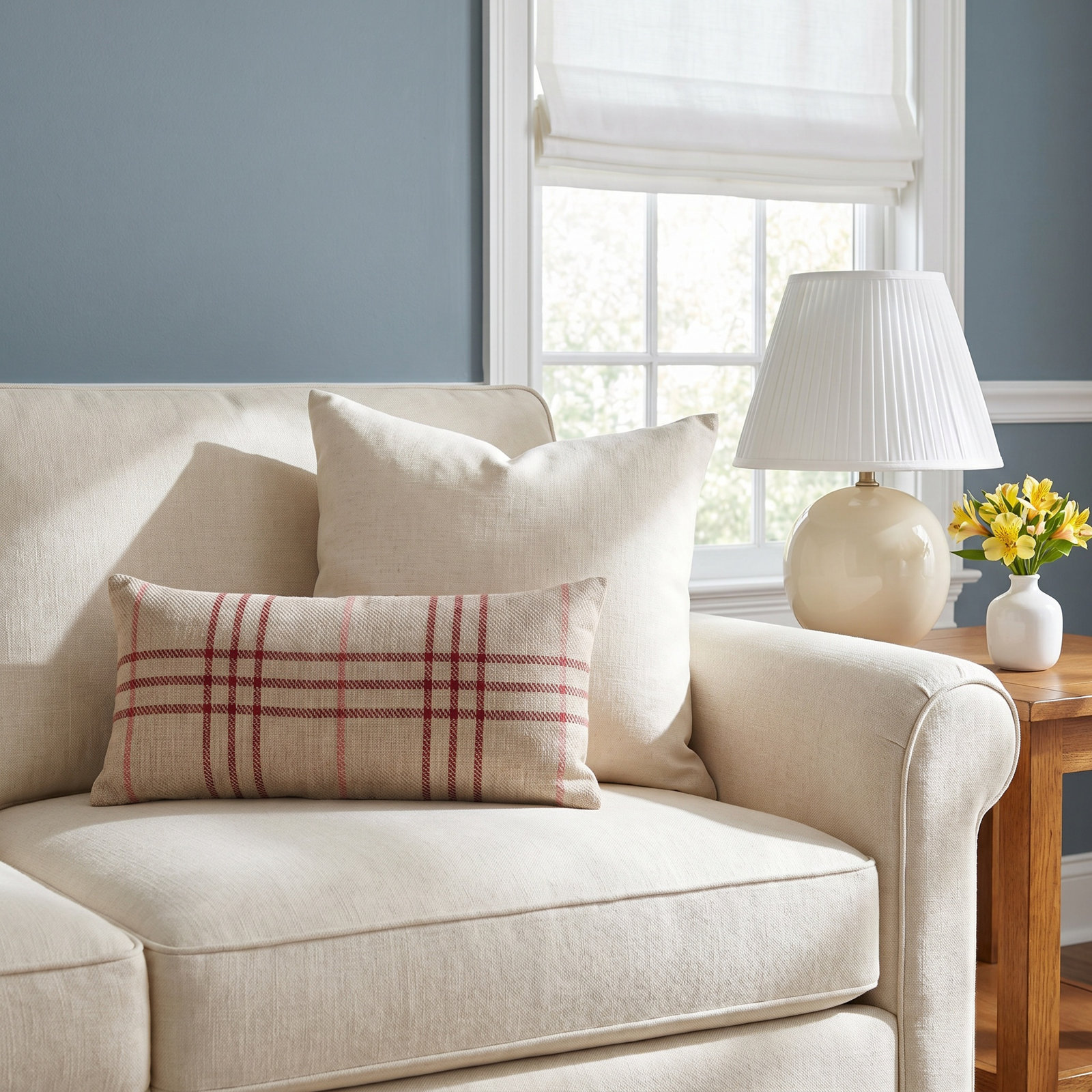Plaid Jute / Sisal Lumbar Throw Pillow