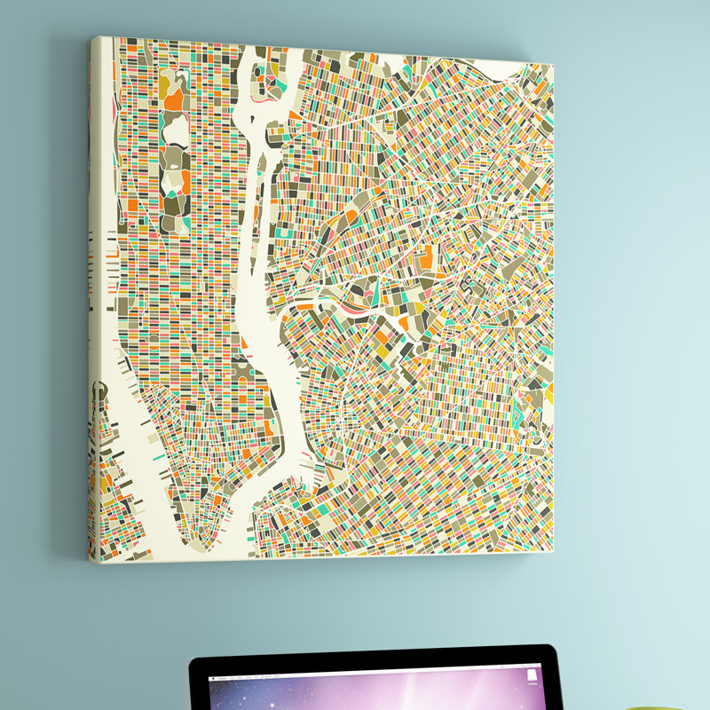 Jazzberry bleu - Impression sur toile, H 37 po x l 37 po x P 1,5 po, Toile tendue, Pas de tapis