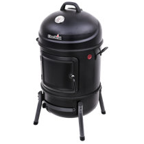 Realcook 17 in. Vertical Heavy-Duty Round Steel Charcoal Outdoor Smoker, Black