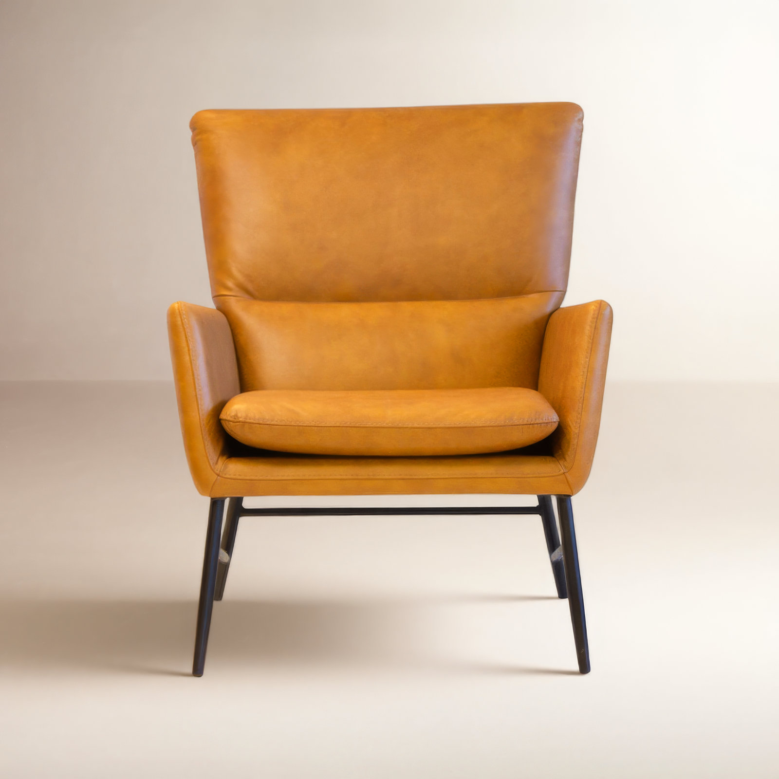 Pisces Genuine Leather Swivel Lounge Chair, Brown Leather