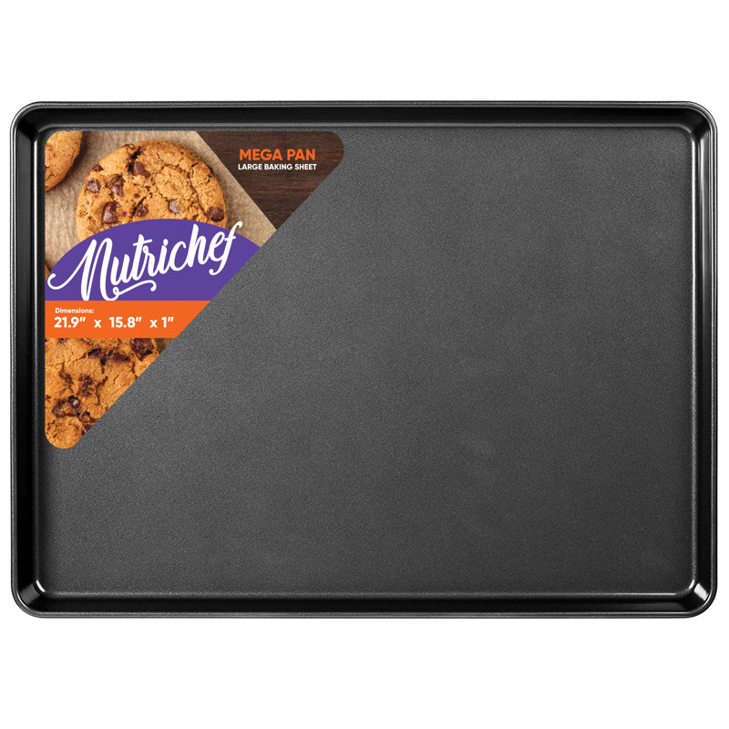 NutriChef Non-Stick Steel Baking Sheet, Black