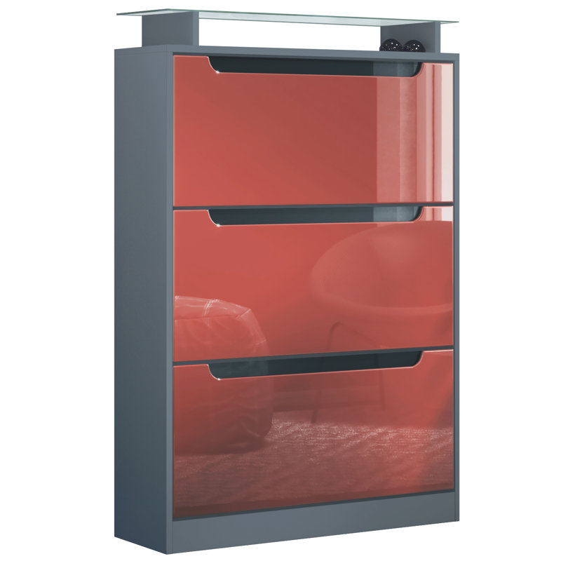 24 Pair Shoe Storage Cabinet, Anthracite/Bodeaux