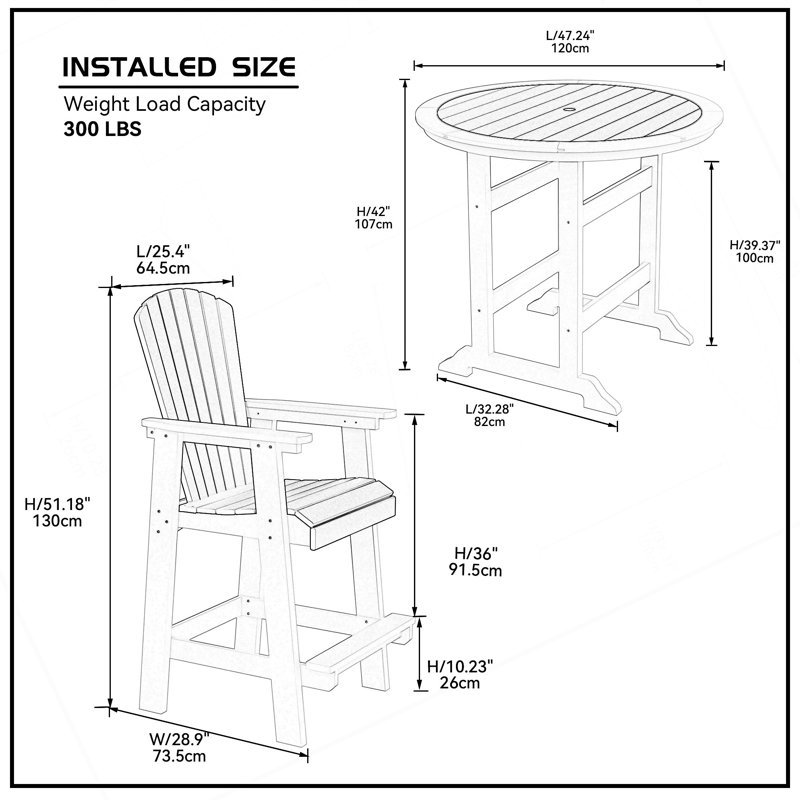 Ensemble de 5 tables de bar, tables de bar et tabourets