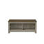 Table basse en chêne gris N 43 po avec tablettes ouvertes à l'avant et à l'arrière Nilda