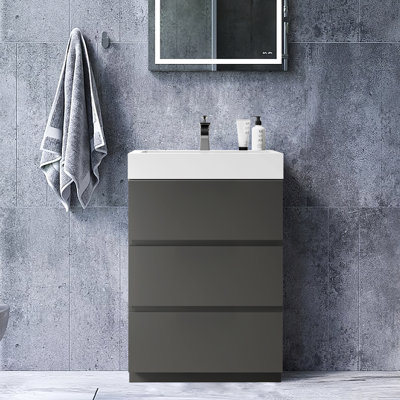 24'' Single Bathroom Vanity with Resin Top