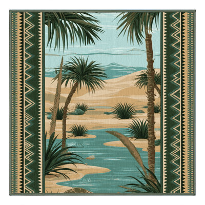 Washable Desert Oasis Southwestern Area Rug
