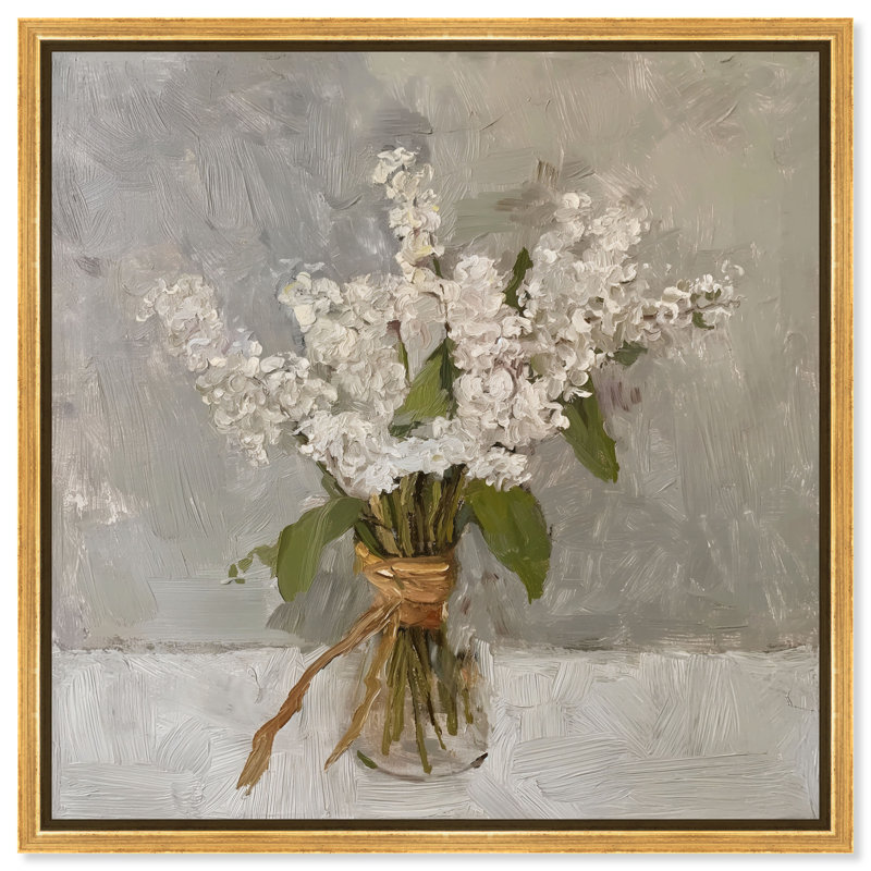 Snowbound Flower Canvas Floral & Botanical Print by Oliver Gal, Black Frame, 12 x 12, 13"H x 13"W, Gold Frame