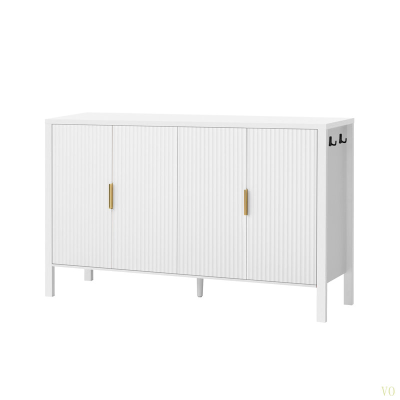 Armoire de rangement 57,5 po Modern Modern Stripe, Blanc