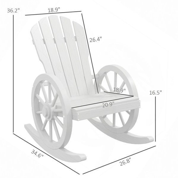 Latitude Run® Wooden Rocking Chair, Adirondack Rocker Chair W/ Slatted ...