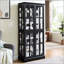 Vitrine antique avec portes en verre et tablettes réglables - noir-131096528