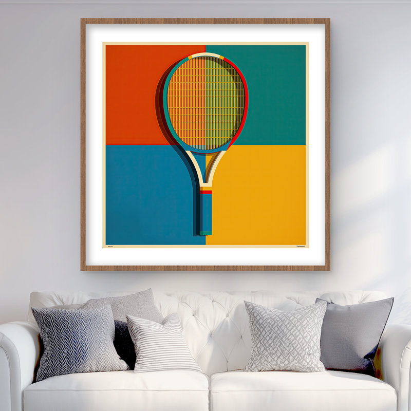 Raquette de tennis - imprimé mat bleu encadré pour la décoration intérieure