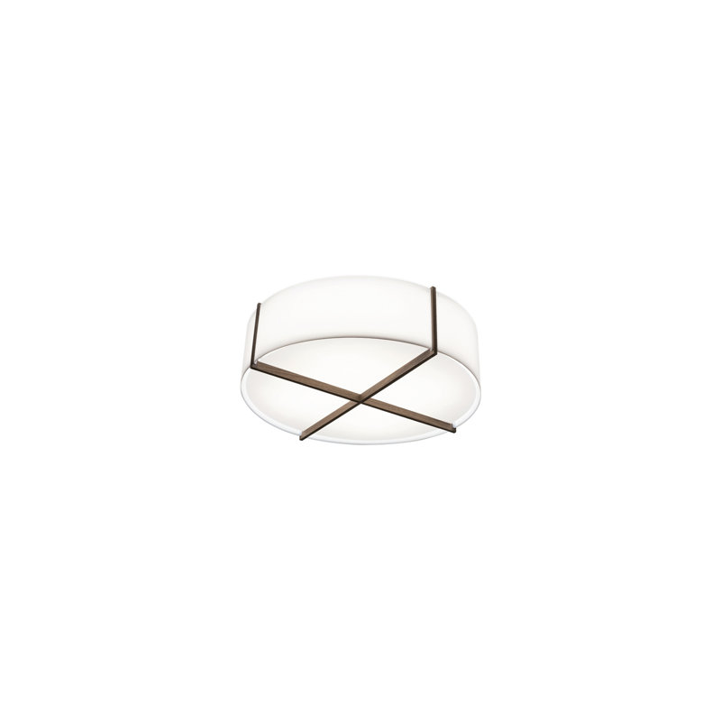 Plafonnier encastré Plura, Noyer teint foncé, Aluminium brossé, L 8,4 po x L 30 po x P 30 po