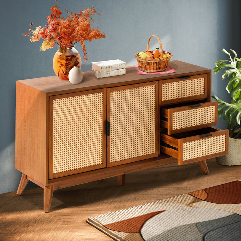 Ailia 58" 3 Drawer Sideboard Fully Assembled, Dark Chocolate