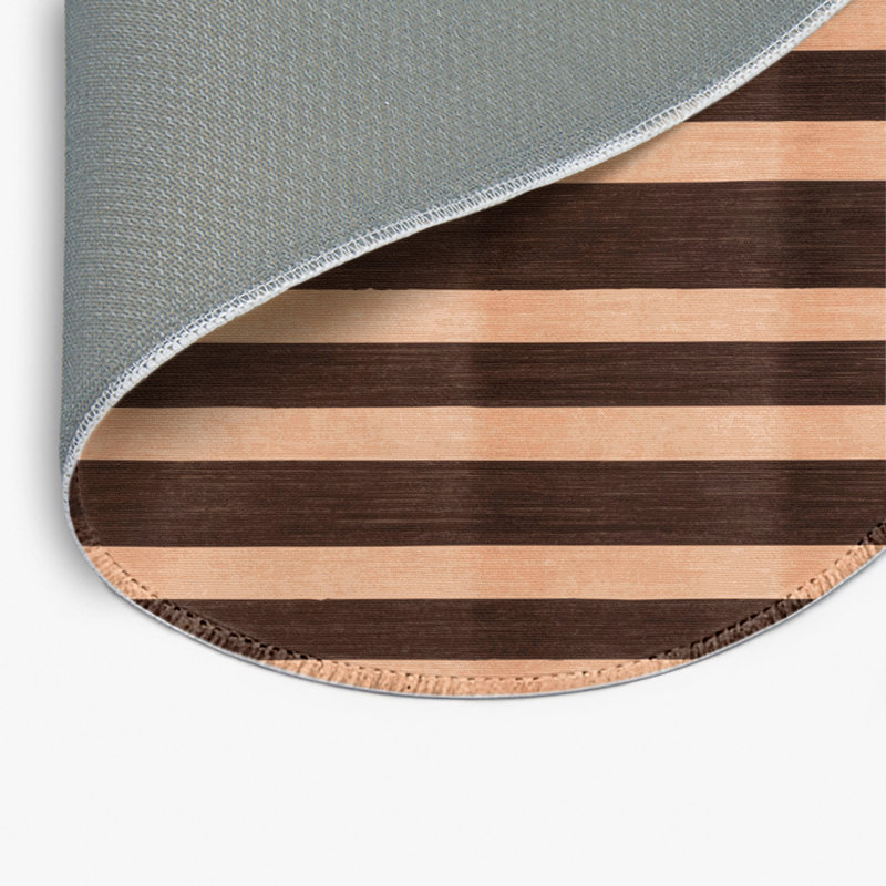 HorizontalStripes Black Indoor and Outdoor Area Rug, Round 5'
