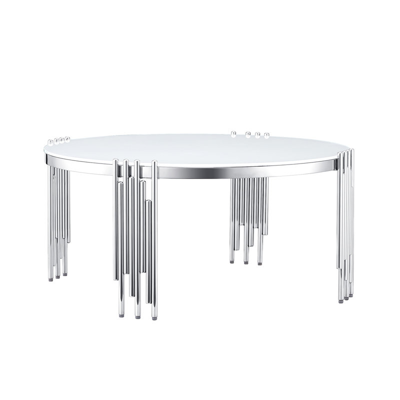 Table basse Tarron, Blanc, Argenté