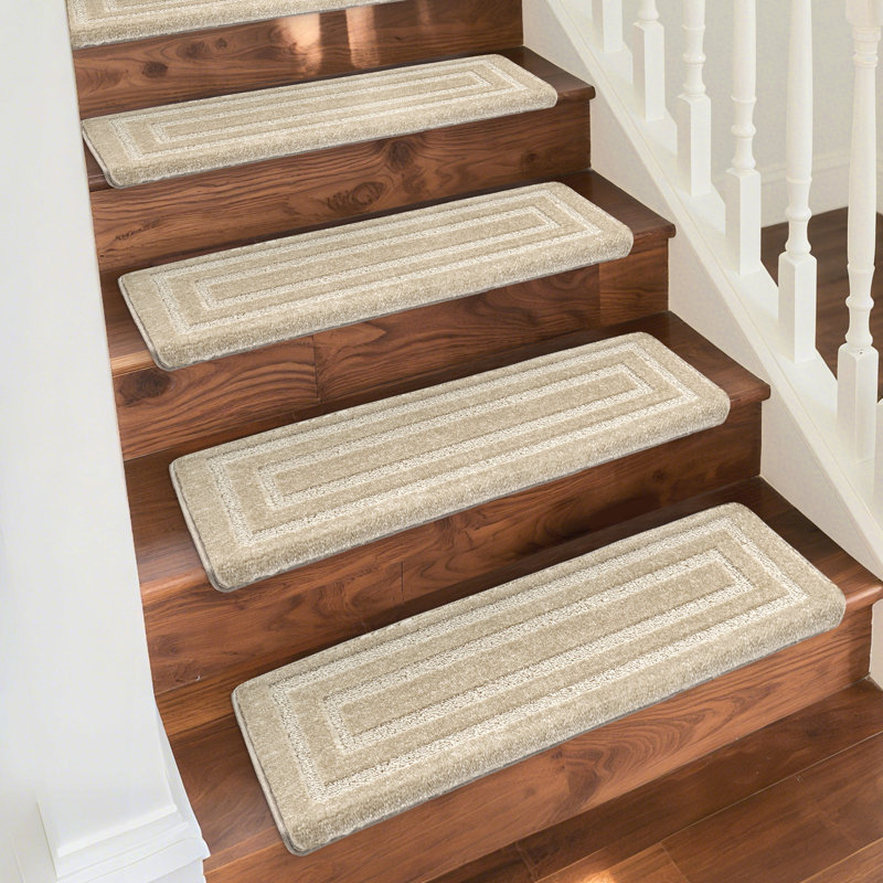 Tapis d'escalier bullnosé antidérapant (ensemble de 16), Gris crème, 16