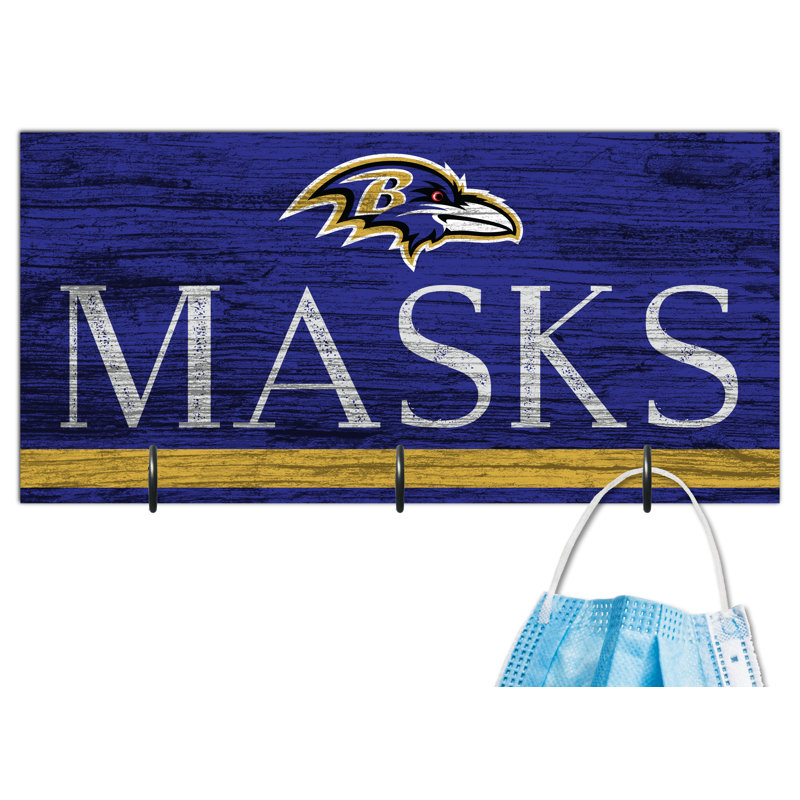 3 - Hook Wall Mounted Coat Rack, Baltimore Ravens