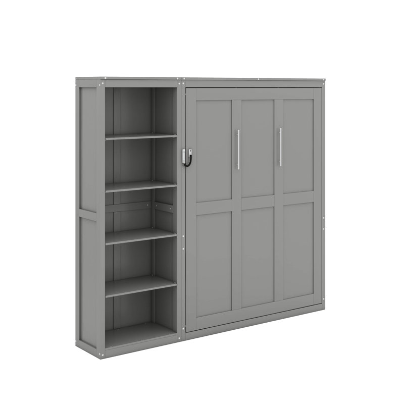 Lit caché grand format avec rangement intégré, Gris