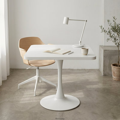 Table bistro tulipe carrée 27,6 pouces avec piédestal en métal, blanc
