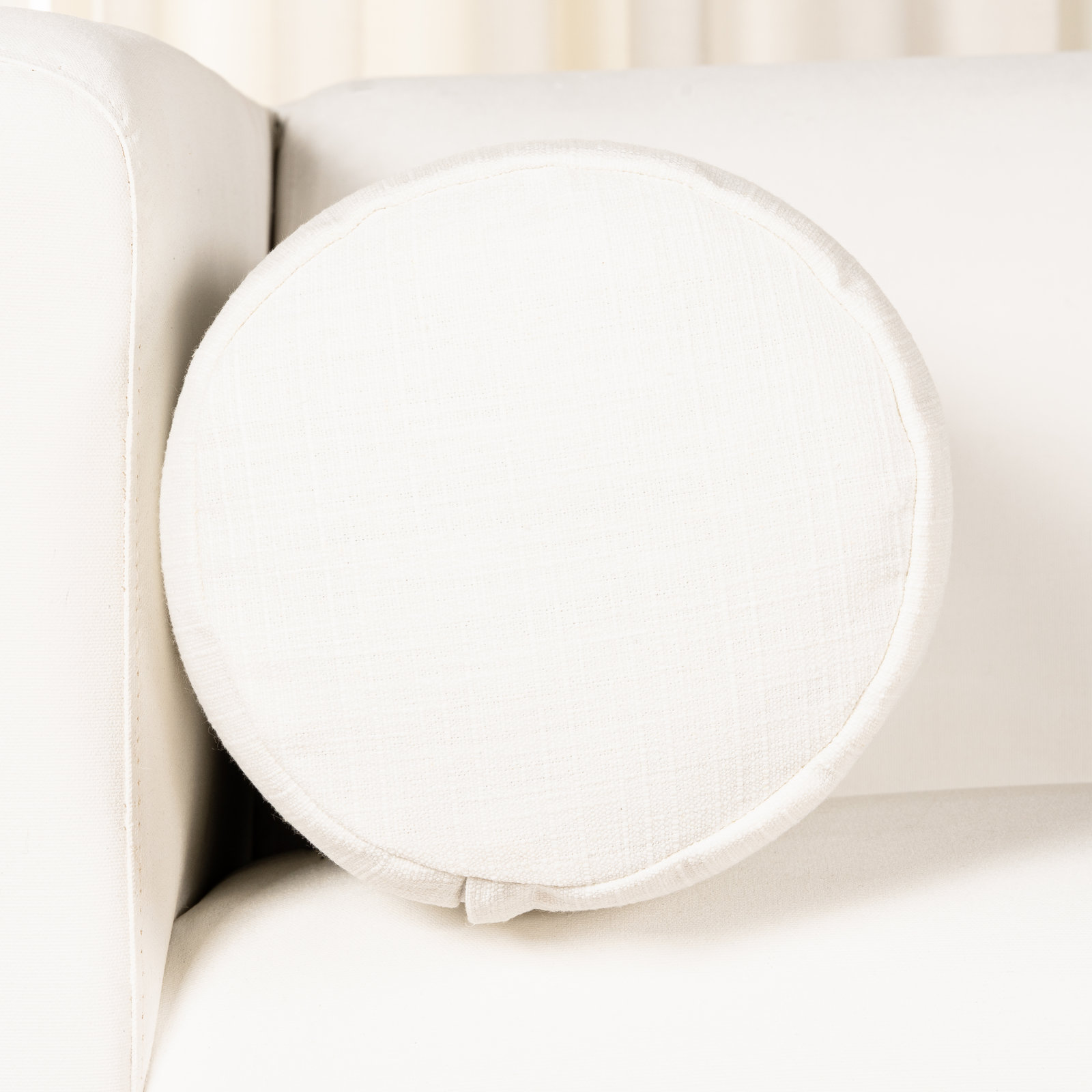 Indy Faux Linen Accent Pillow, Polyester, White, Bolster 8"H x 21"W