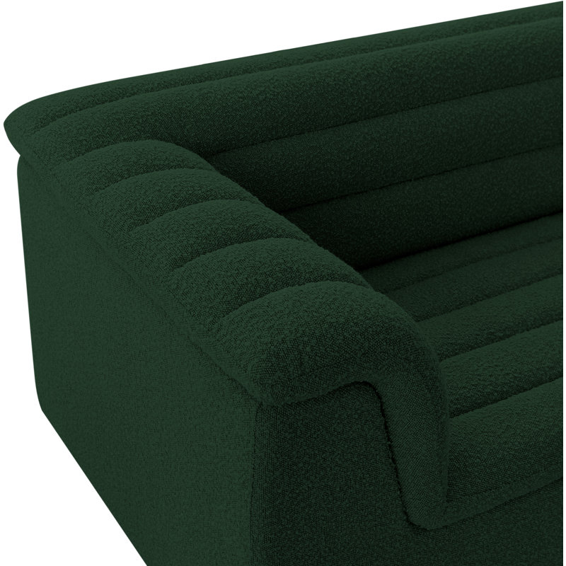 Honorio 50" W Boucle Fabric Chair, Green Boucle Fabric