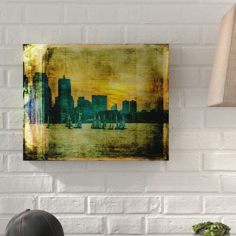 « boston city horizon old photographie », impression, Toile tendue, H 16 po x l 20 po
