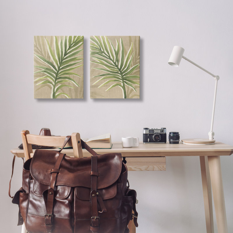 Ensemble de 2 feuilles de palmier naturel, par June Erica Vess, H 20 po x l 16 po