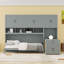 Lit escamotable simple en bois avec tablettes, armoire et bureau-684587603