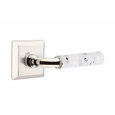 Ensemble de faux levier Emtek Select, rosette Quincy, tige R-Bar, poignée terrazzo légère