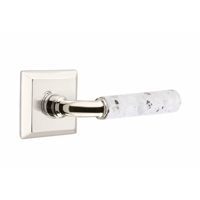 Ensemble de leviers de passage Emtek Select, rosette Quincy, tige R-Bar, poignée terrazzo légère, CF