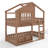 Twin Size Bunk Bed/Loft Bed With Bookshelf, House Design, High-Quality Safety Fencing,Natural-203083940-203083939