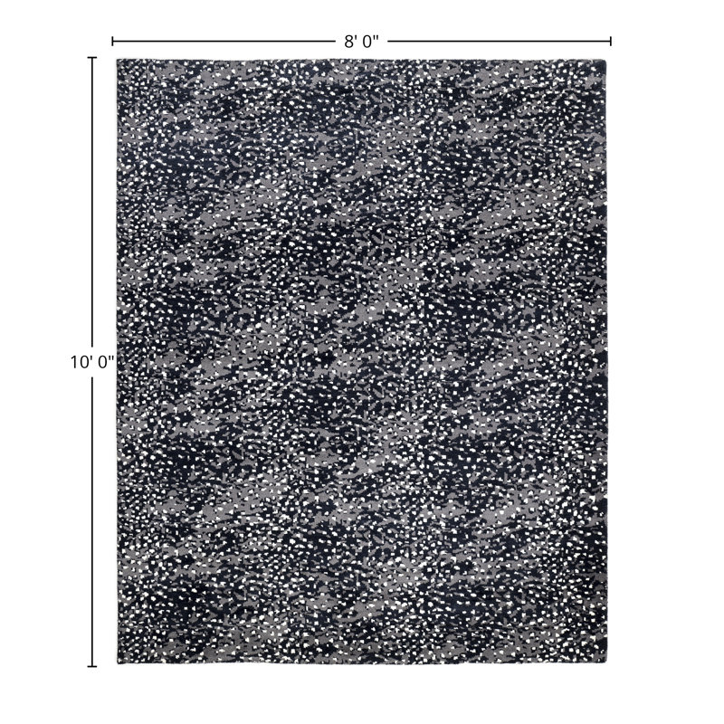 Viviana Abstract Area Rug in Black/Gray/White, Rectangle 8' x 10'