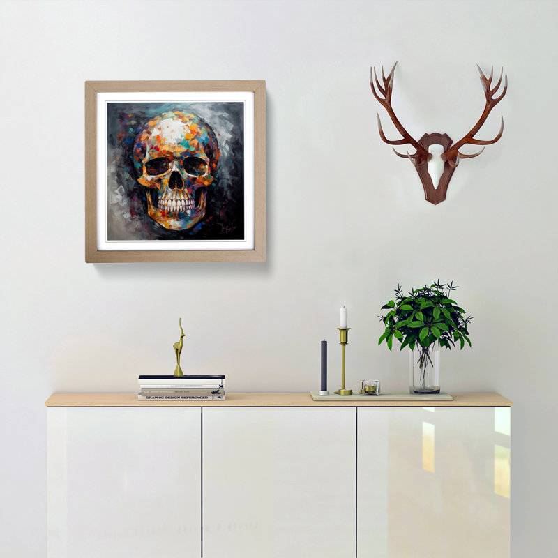 Skull Palette Knife Painting - Framed Print