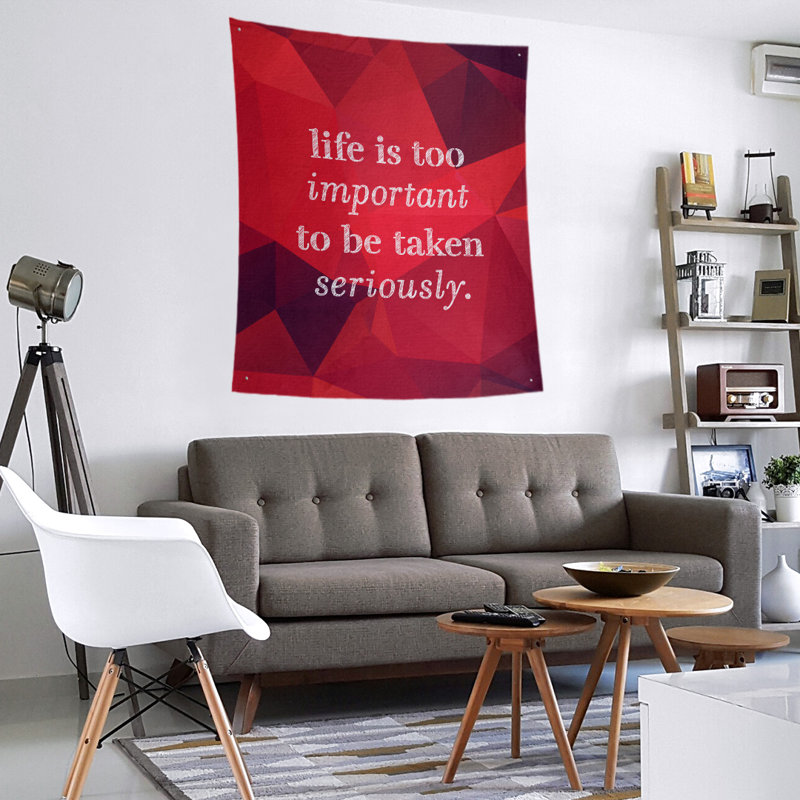 Tapisserie de levity en polyester en faux gemme et citation, H 27,5 po x l 37,5 po, Rubis