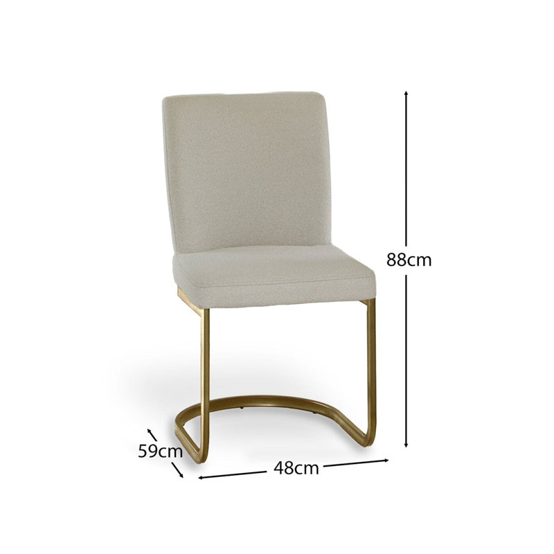 Lola 49cm H Side Chair in White, Gold