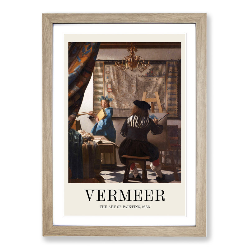 The Art of Painting by Johannes Vermeer - Picture Frame Painting, 65cm H x 48cm W x 2cm D, Oak Framed