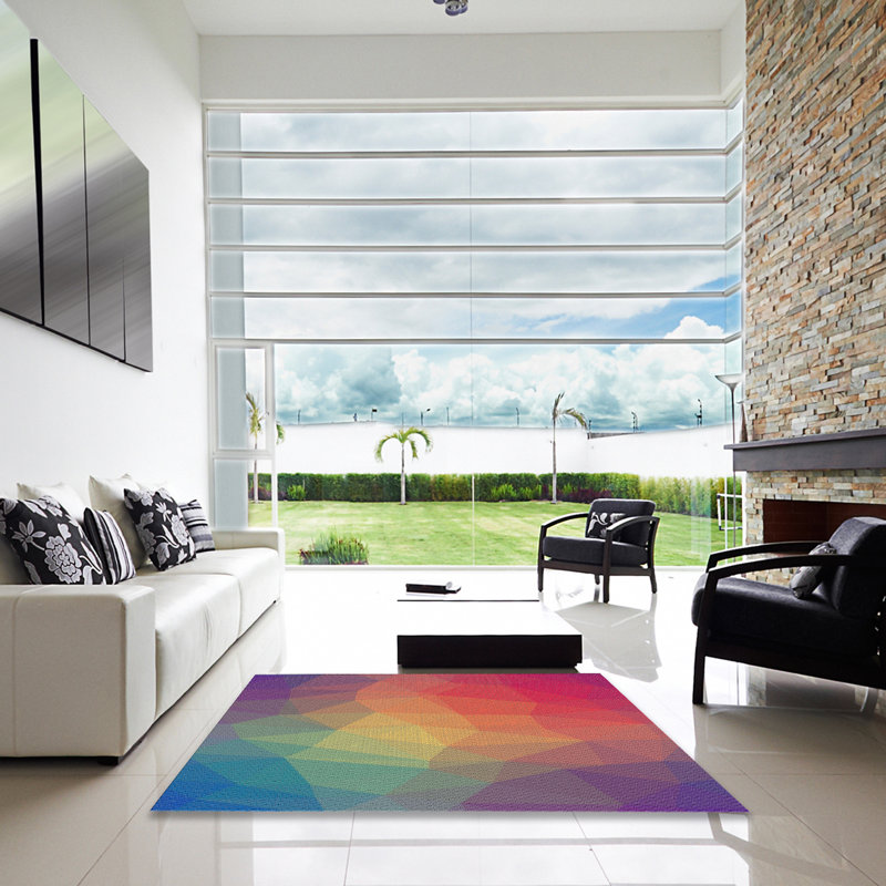 Tapis décoratif orange Rackley, Carré 8 pi