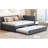Gray Linen Fabric Daybed With Trundle, No Box Spring Needed, Classic Design For Stable Performance And Space Saving Full Size Trundle Linen, Long-Lasting Stability-1129669274