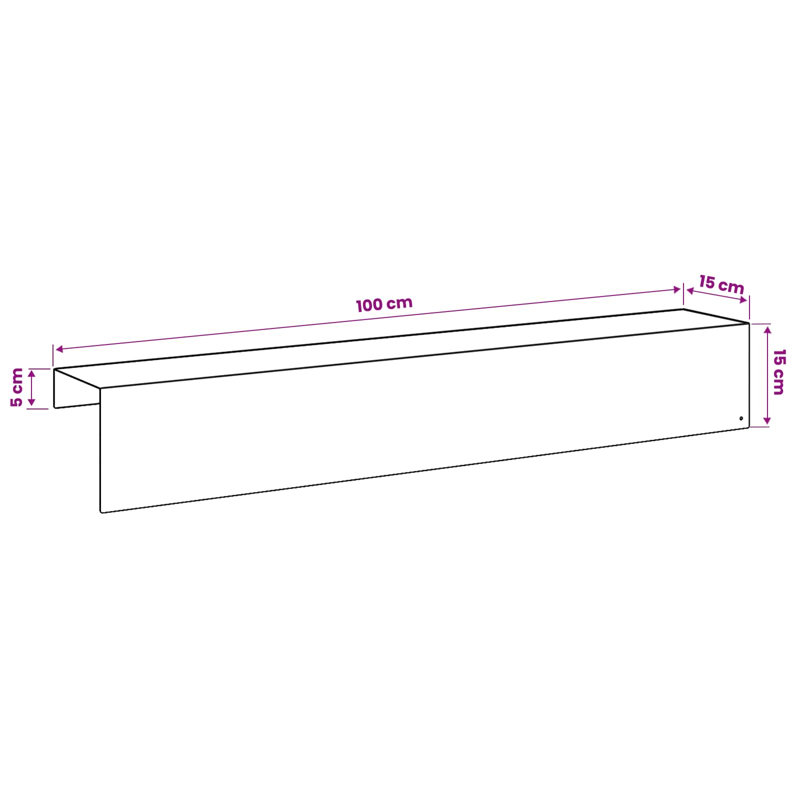15 cm H x 100 cm W