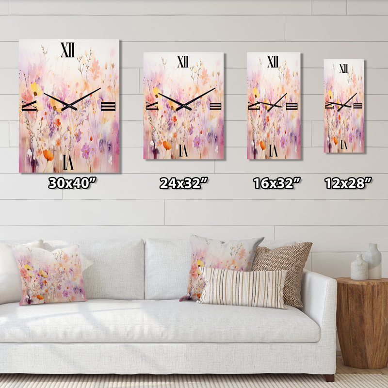 Horloges murales roses et fantaisistes I - Abstract Botanicals, H 32 po x l 24 po