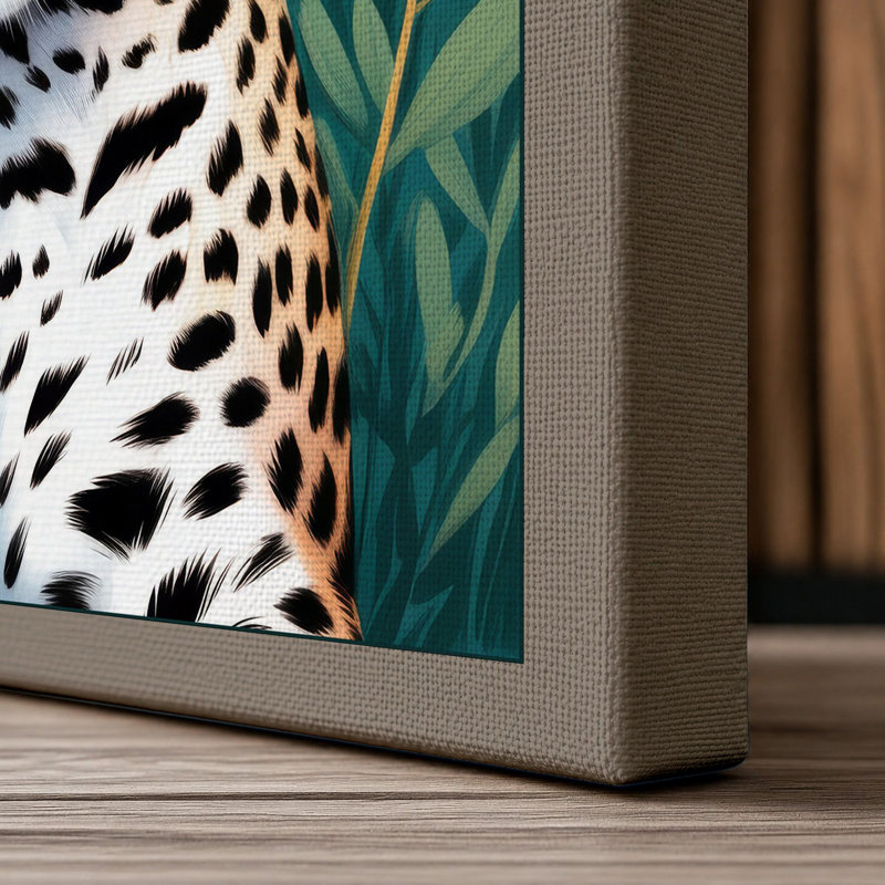 Leopard Portrait Modern - Wrapped Canvas, 30x20 - 76.2 x 50.8 cm, Taupe Border