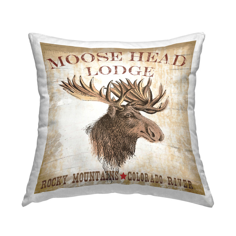 Coussin Rustic Moose Head Lodge