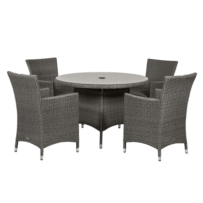 PARIS 4 Seater Round Carver Dining Set 110cm Round Table with 4 Carver Chairs including Cushions