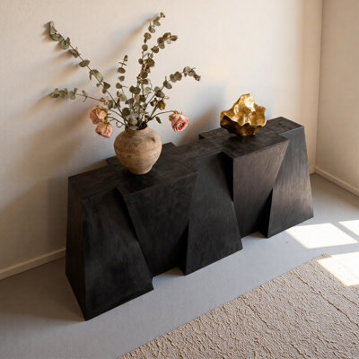 Black Geometric Solid Wood Console