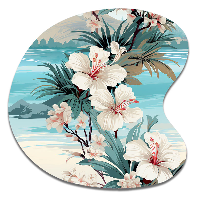 Décoration murale en métal bord de mer à motif tropical de reflets bord de mer, H 27 po x l 27 po