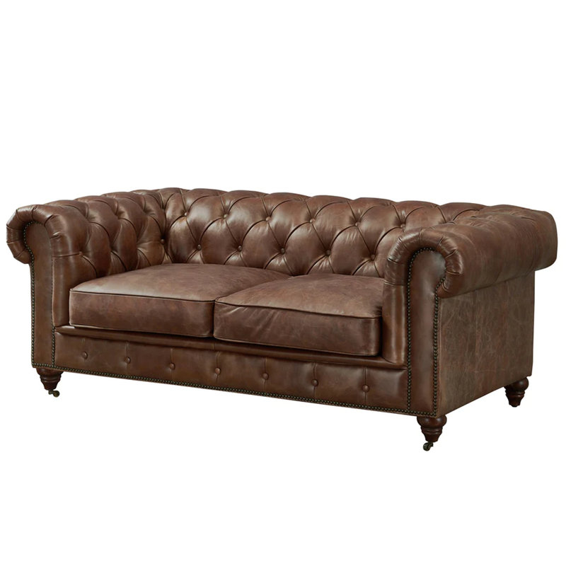 Jarique Upholstered 72'' Loveseat, Bark Brown Genuine Leather