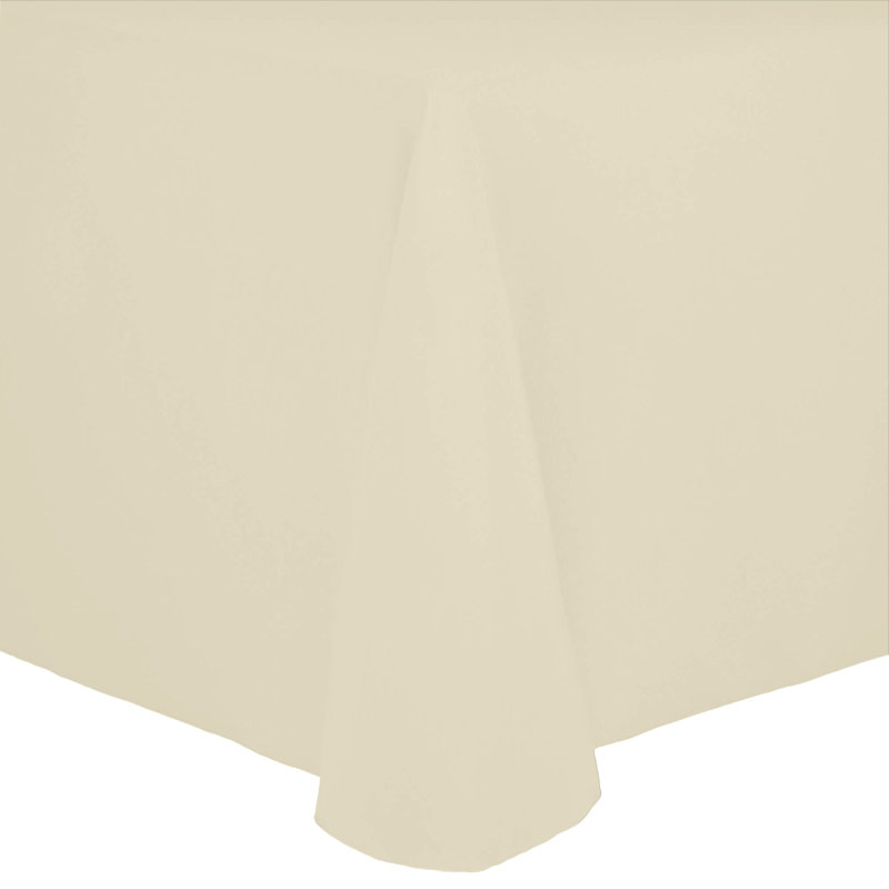 Solid Color Round Tablecloth, 108" x 132", 5, Ivory